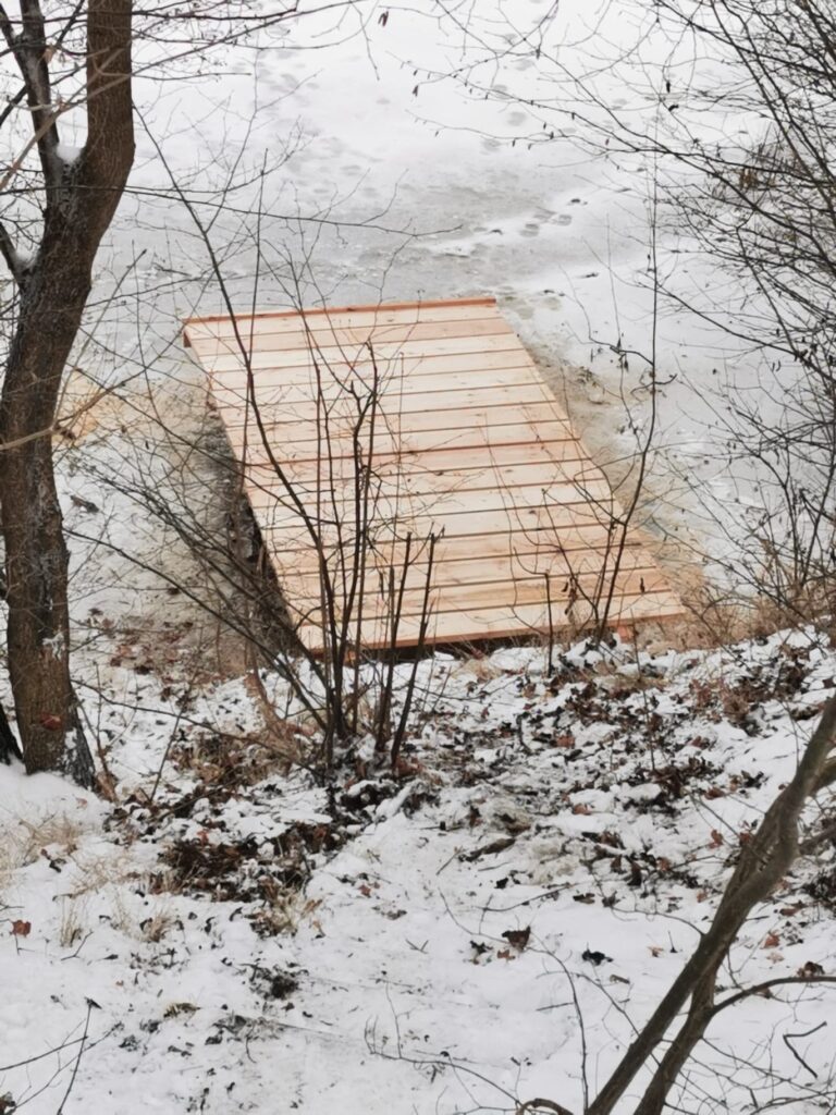 Steg-Reparaturen am Glasower See